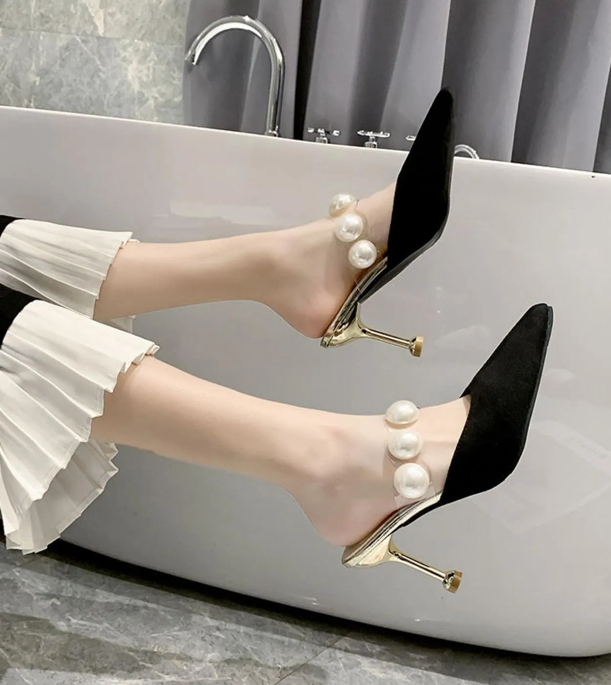 Abbigliamento outdoor Pantofole con tacchi alti Sandali Sandali da donna Pantofole a punta chiusa da donna