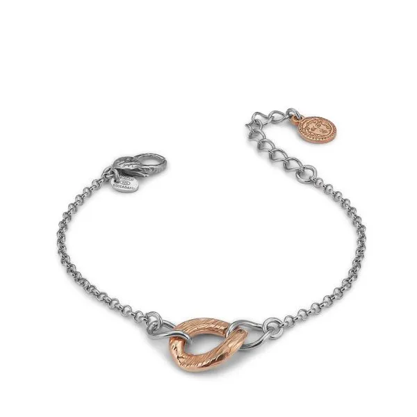 Bracciale rollò con maglia centrale color oro rosa    