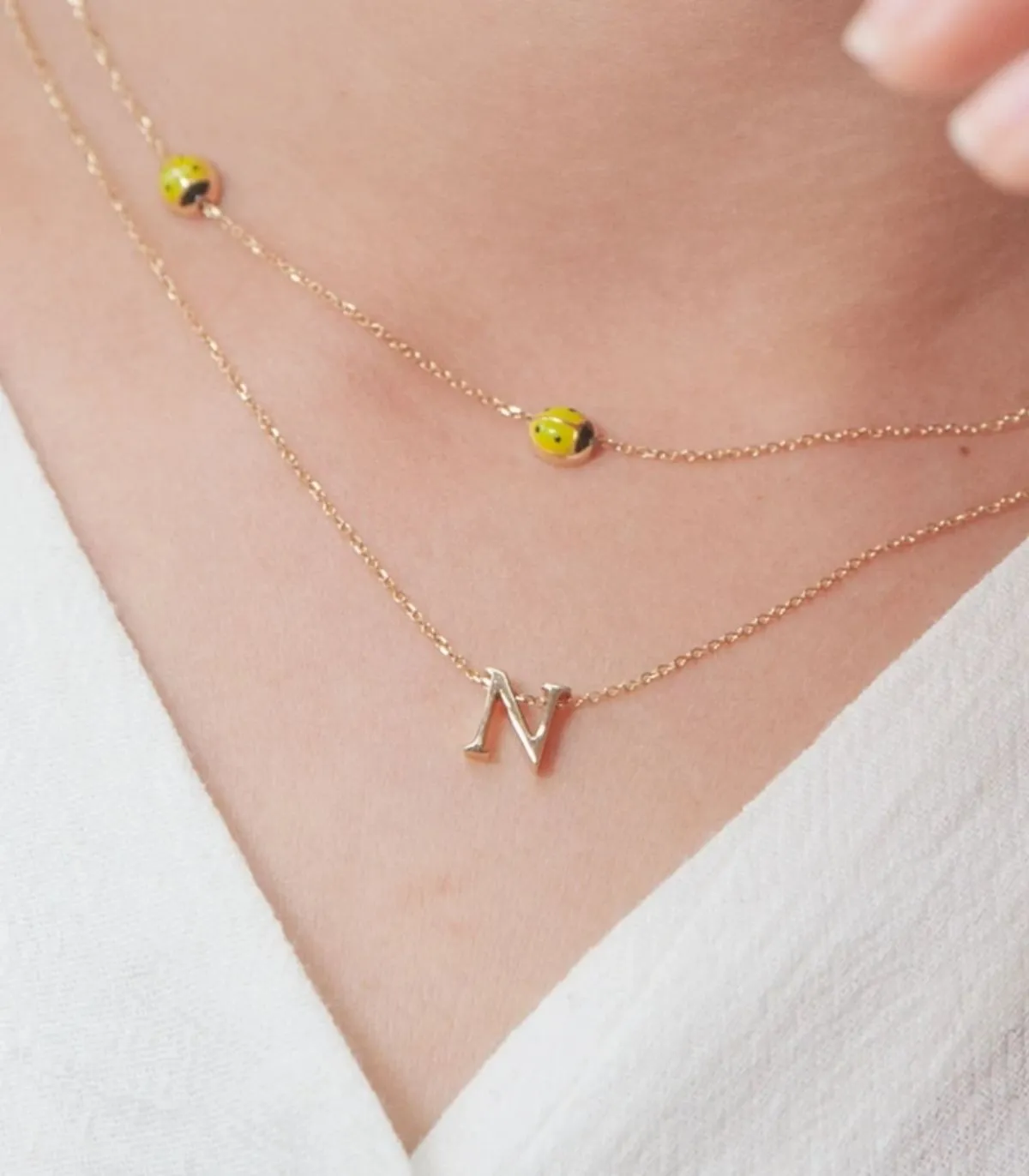 Collana Iniziale Bombata in Oro Giallo