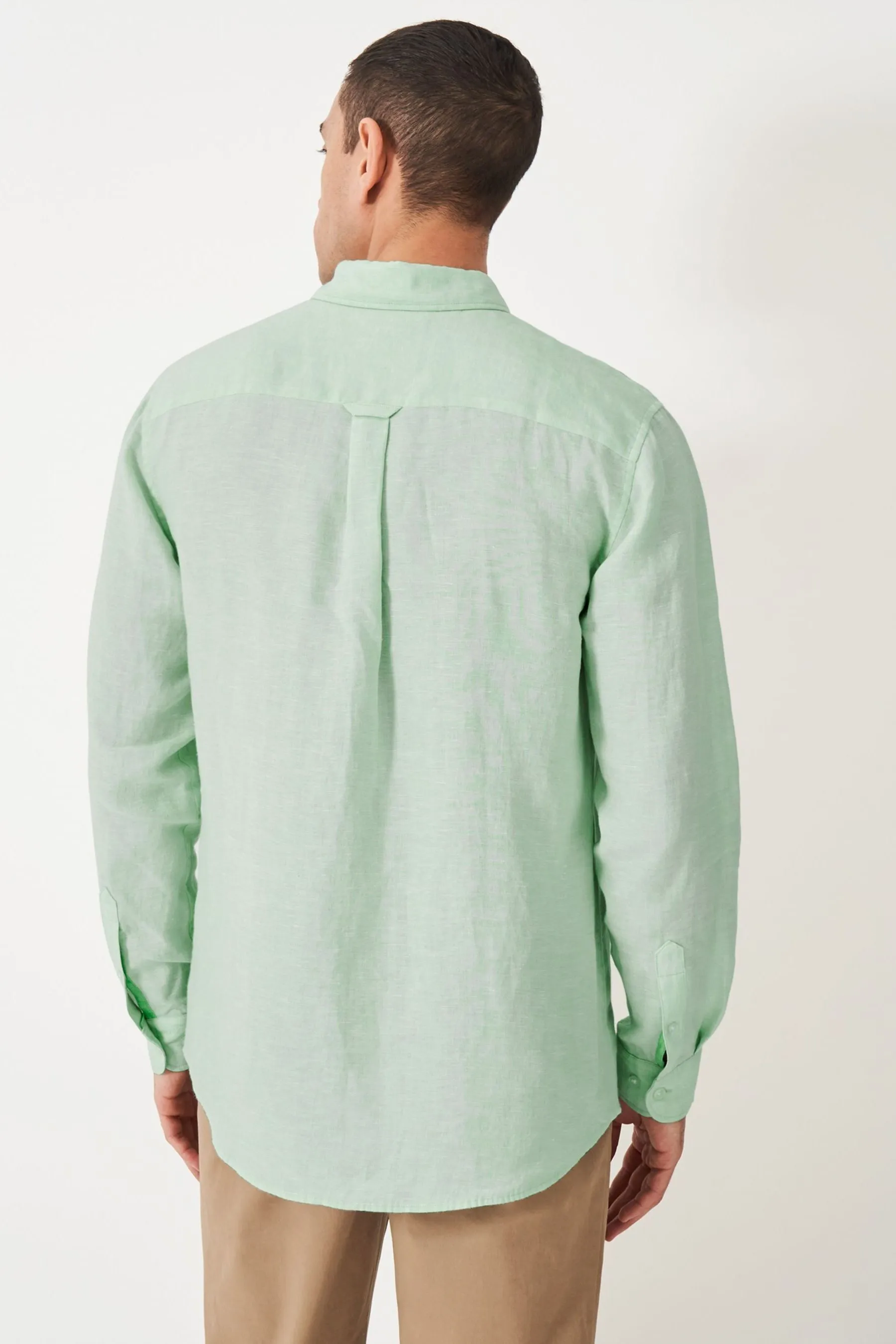 Crew Clothing Camicia a maniche lunghe classica in lino tinta unita 100% cotone    