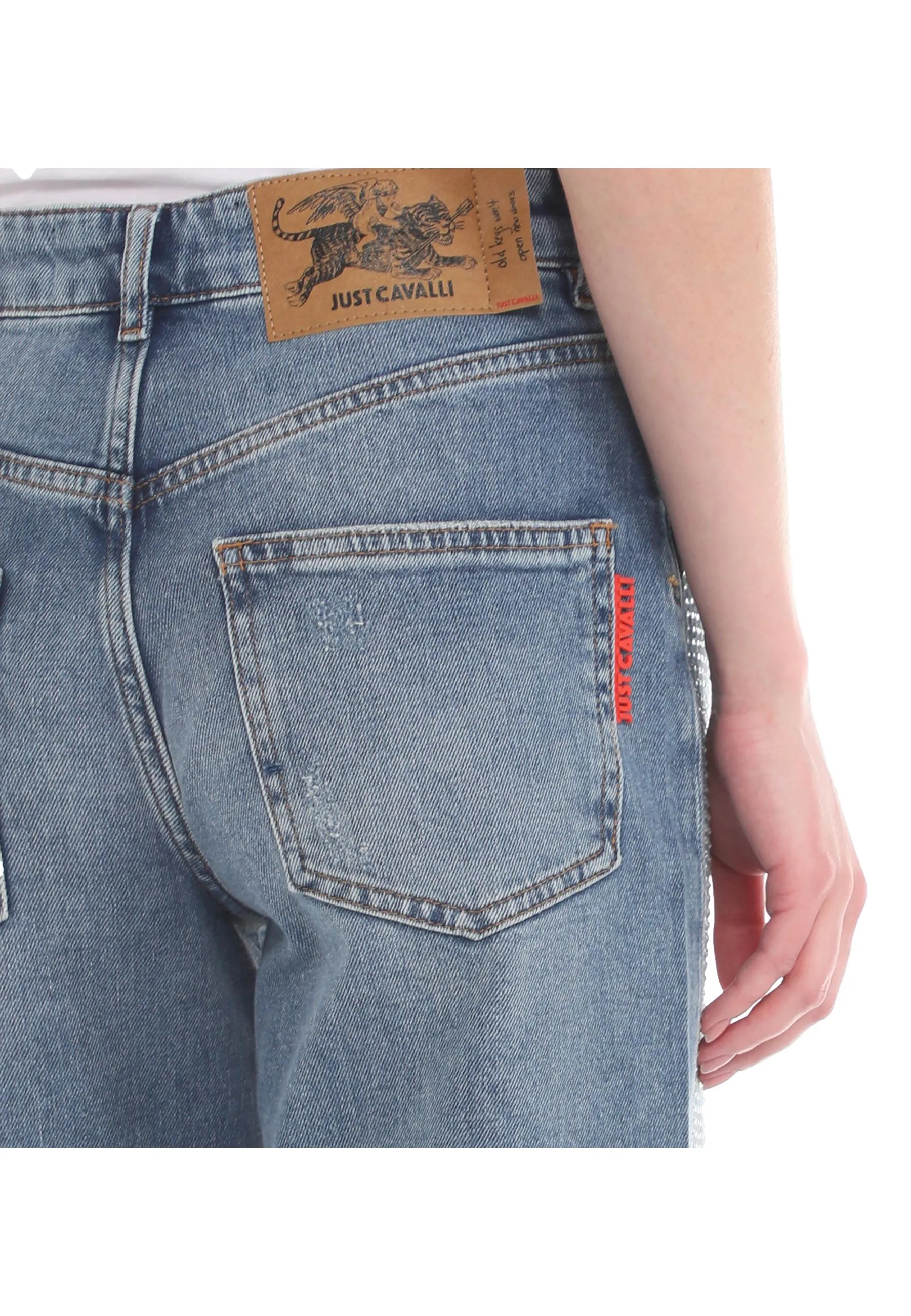 Jeans baggy ricoperto di brillantini Just Cavalli