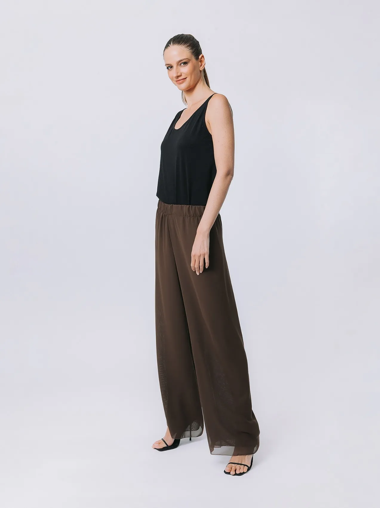 Pantalone in doppio strato di chiffon